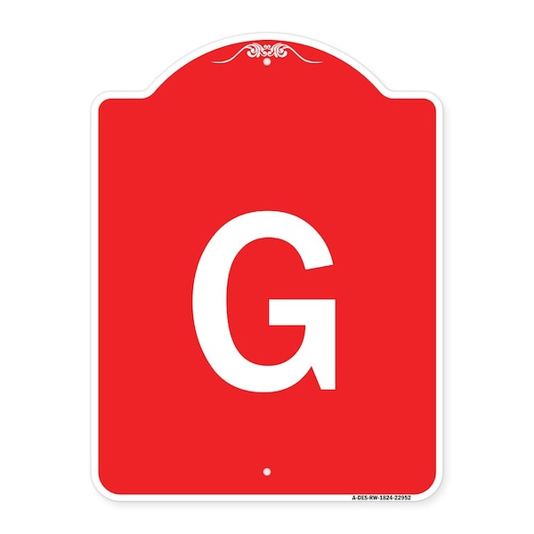 Signmission Designer Series Sign-Sign W/ Letter G, Red & White Aluminum Sign, 18" x 24", RW-1824-22952 A-DES-RW-1824-22952 - main